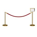 Montour Line Stanchion Post & Rope Kit Pol.Brass, 2FlatTop 1RedRope 8.5x11H Sign C-Kit-1-PB-FL-1-Tapped-1-8511-H-1-PVR-RD-PB